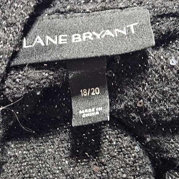 Lane Bryant Open Front Cardigan Duster Size 18 20 Black Sparkle Long Sweater - Picture 3 of 4